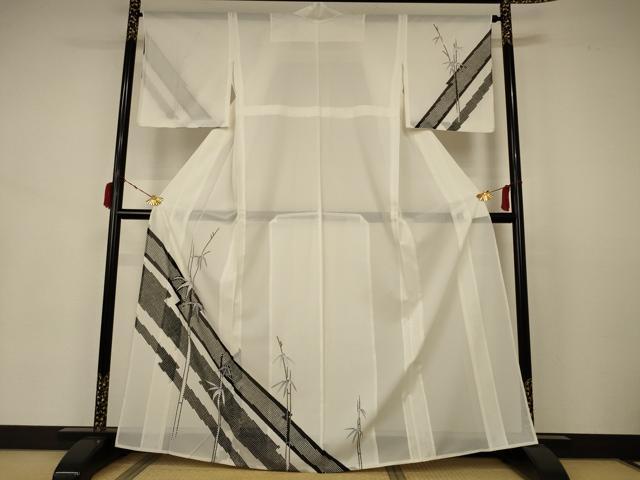 平和屋着物＊夏物　訪問着　絽　笹竹文　正絹　逸品　AABB2611jd