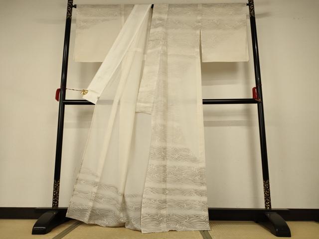 平和屋着物＊夏物　訪問着　変わり絽　立波文　洗える着物　AABB2612jd_1