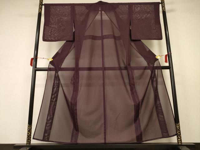 平和屋着物＊夏物　色無地　絽　黒鳶色　洗える着物　AABB2621jd