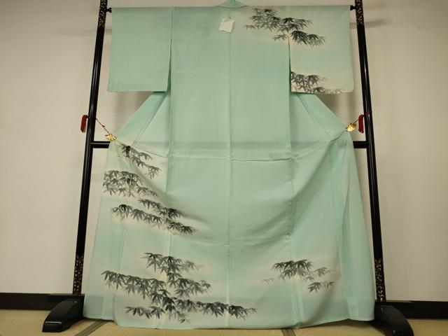 平和屋着物＊夏物　訪問着　絽　手描き　笹文　暈し染め　ロング丈　正絹　逸品　AABB2635jd