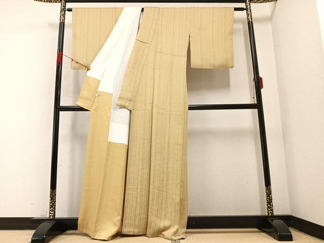 平和屋着物●お召　間道　正絹　逸品　AABB2921ph