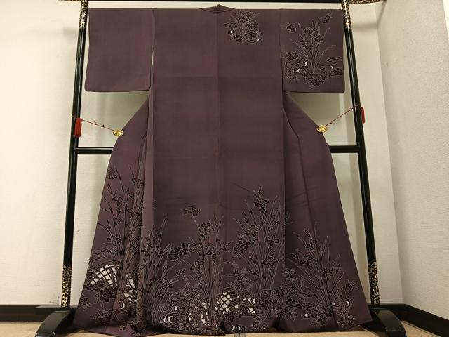 平和屋着物●訪問着　花鳥文　鬼しぼ縮緬　正絹　逸品　AABB2925ph