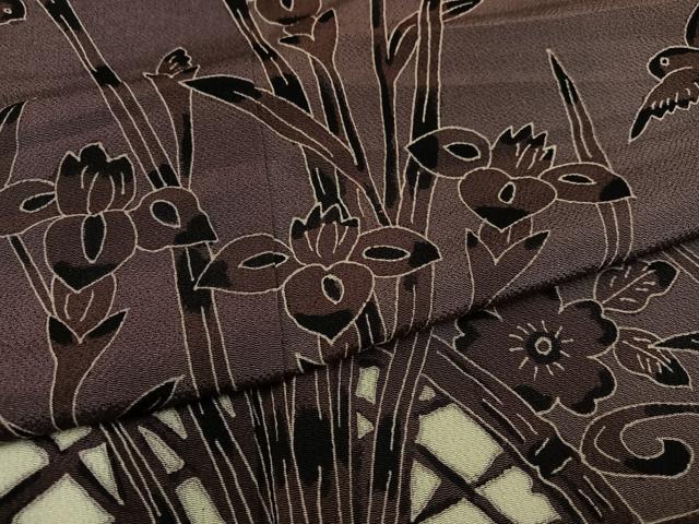 平和屋着物○訪問着 花鳥文 鬼しぼ縮緬 正絹 逸品 AABB2925ph 付け下げ