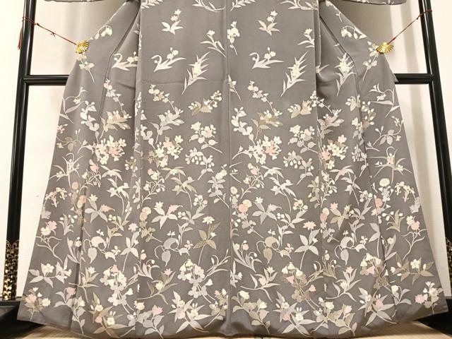 平和屋着物○訪問着 友禅 草花文 金彩 鬼しぼ縮緬 正絹 逸品 AABB2950ph