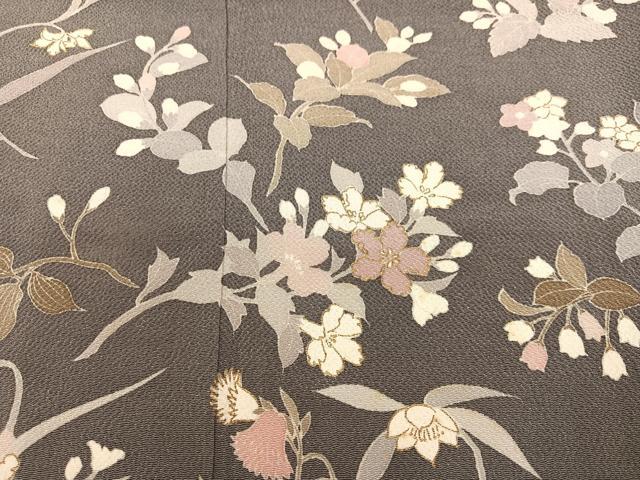 平和屋着物○訪問着 友禅 草花文 金彩 鬼しぼ縮緬 正絹 逸品 AABB2950ph