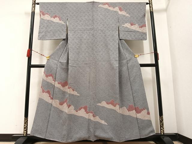 平和屋着物●訪問着　総絞り　遠山文　正絹　逸品　AABB2978ph