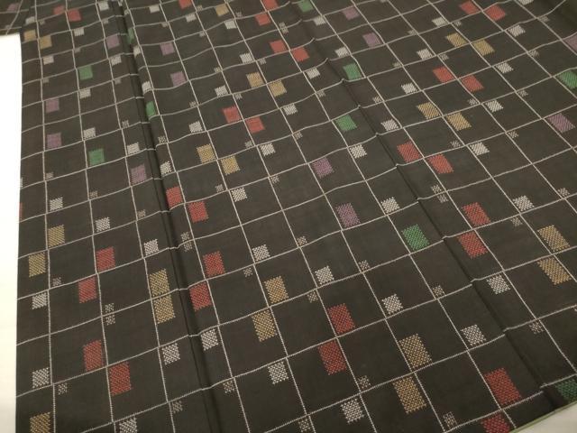 平和屋着物○本場大島紬 一元7マルキ 格子 正絹 逸品 AABB3164ck