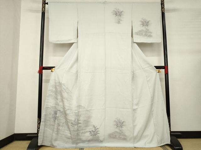 平和屋着物●訪問着　手描き　遠山笹竹文　正絹　逸品　AABB3182ck