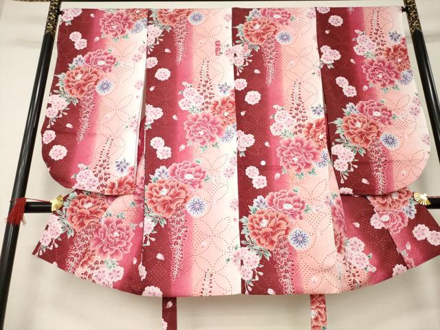 平和屋着物●小振袖　二尺袖　舞花間道　暈し染め　洗える着物　AABB3211ck