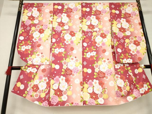 平和屋着物●小振袖　二尺袖　花間道　暈し染め　洗える着物　未使用　AABB3212ck