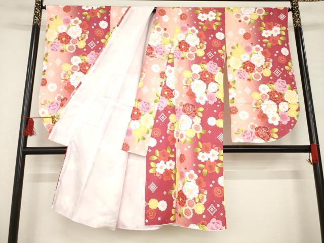 平和屋着物○小振袖 二尺袖 花間道 暈し染め 洗える着物 未使用