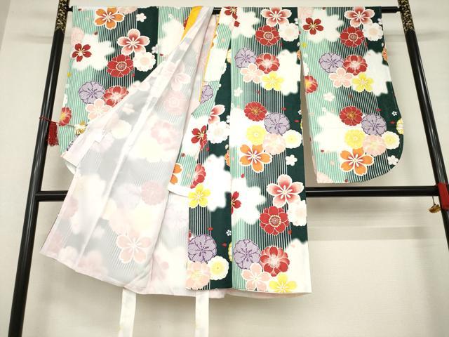 平和屋着物○小振袖 二尺袖 舞桜文 洗える着物 AABB3214ck