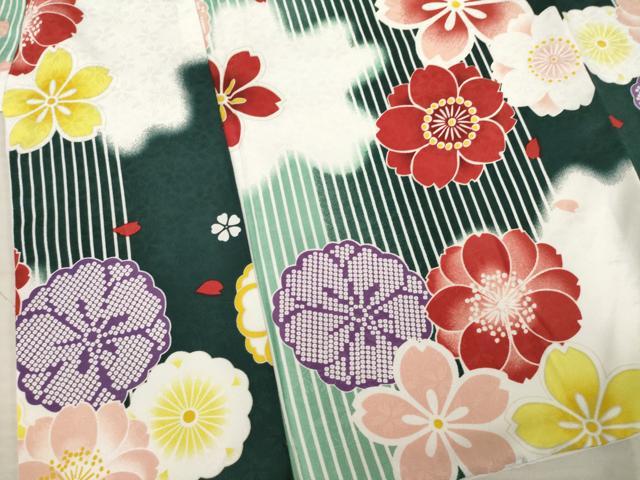 平和屋着物○小振袖 二尺袖 舞桜文 洗える着物 AABB3214ck