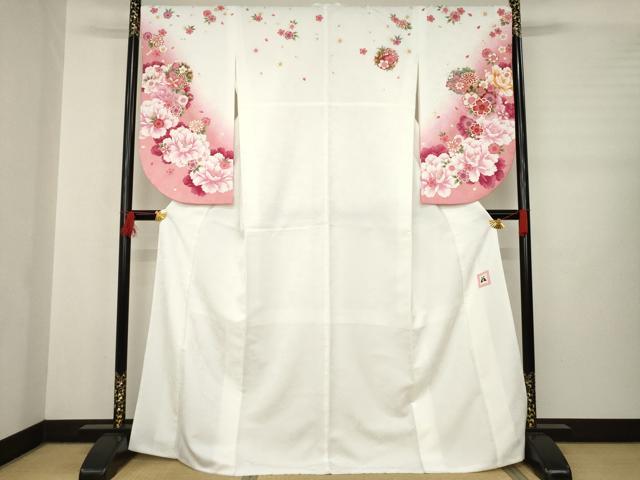 平和屋着物●「anan」ブランド　小振袖　二尺袖　雪輪舞花文　暈し染め　金彩　洗える着物　AABB3229ck