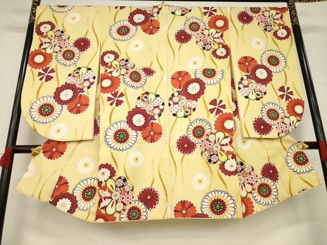 平和屋着物●Adam＆Eve　小振袖　二尺袖　よろけ立涌花文　金糸　洗える着物　AABB3231ck