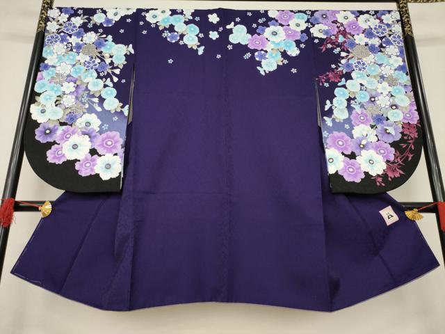 平和屋着物●「anan」ブランド　小振袖　二尺袖　草花づくし　暈し染め　銀彩　洗える着物　AABB3235ck