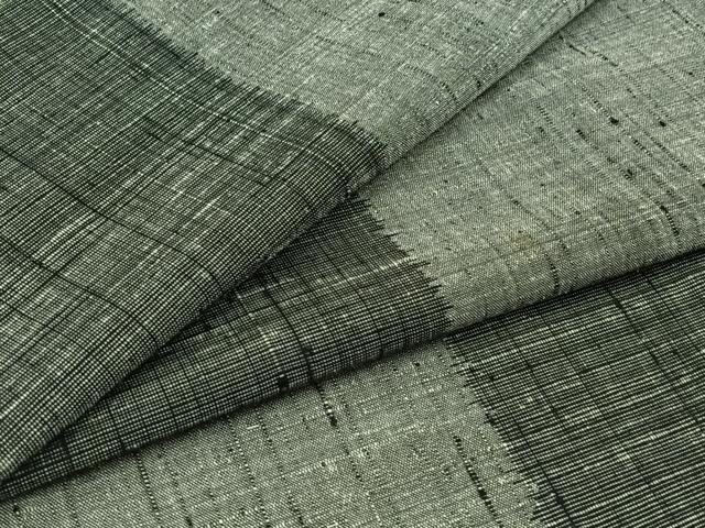 平和屋着物▽上質な紬　単衣　市松文様　正絹　逸品　AABB3566jh