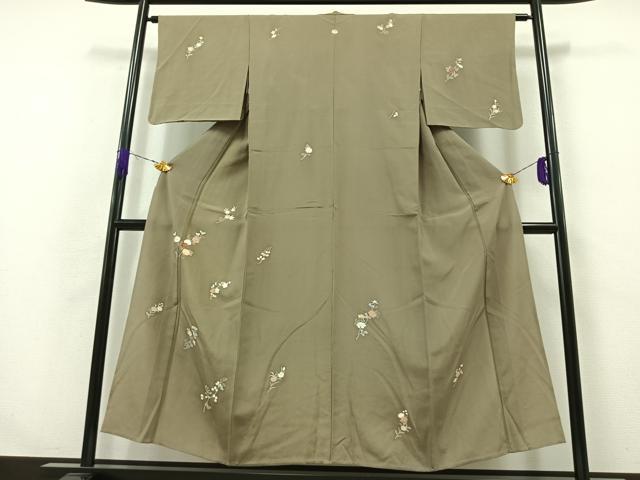 平和屋着物▽訪問着　単衣　草花文　金彩　正絹　逸品　AABB3573jh