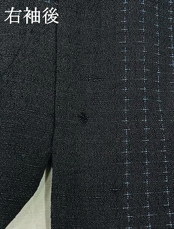 平和屋着物▽池田重子コレクション　結城ちぢみ　奥順謹製　はたおり娘　単衣　蚊絣　漆黒色地　証紙付き　正絹　逸品　AABB3578jh_8