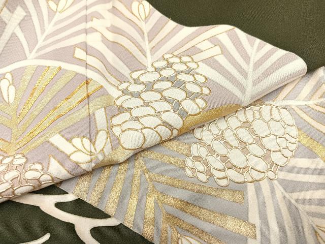 平和屋着物●訪問着　作家物　駒刺繍　松文　金彩　ロング丈　正絹　逸品　AABB3624ph 平和屋着物○訪問着 作家物 駒刺繍 松文 金彩 ロング丈 正絹 逸品