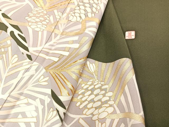 平和屋着物○訪問着 作家物 駒刺繍 松文 金彩 ロング丈 正絹 逸品