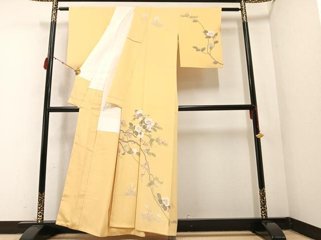 平和屋着物○訪問着 友禅 作家物 枝花文 正絹 逸品 AABB3636ph