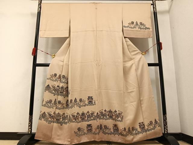 平和屋着物●訪問着　更紗鳥獣文　暈し染め　正絹　逸品　AABB3661ph