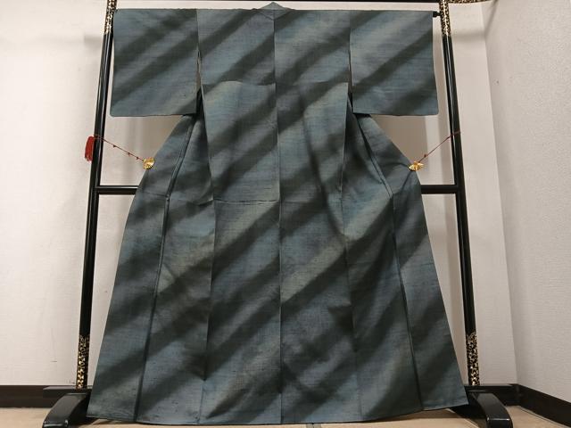 平和屋着物●上質な紬　斜縞　正絹　逸品　AABB3669ph
