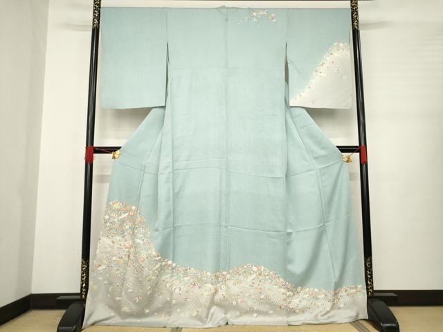 平和屋着物●訪問着　駒刺繍　飛鶴宝尽くし　暈し染め　大丸扱い　正絹　逸品　AABB3801ck