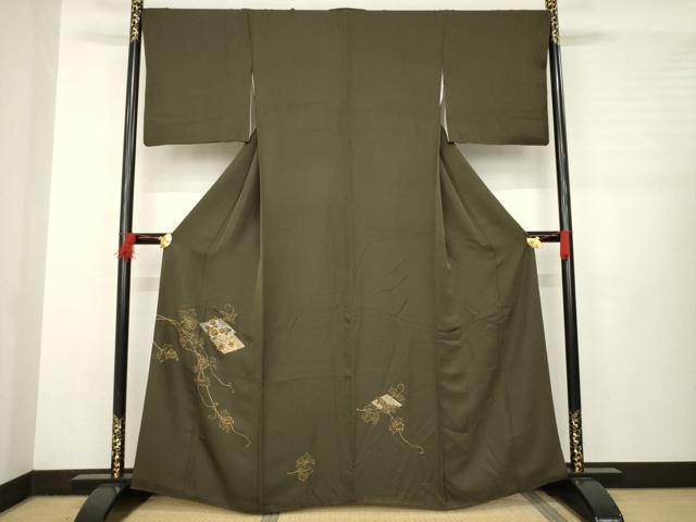 平和屋着物●訪問着　駒刺繍　花菱文　金銀彩　正絹　逸品　AABB3813ck