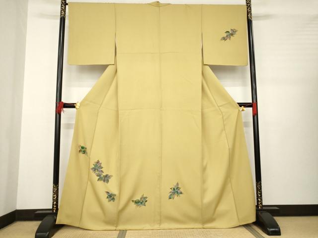 平和屋着物●訪問着　手描き　枝葉文　金彩　正絹　逸品　AABB3823ck