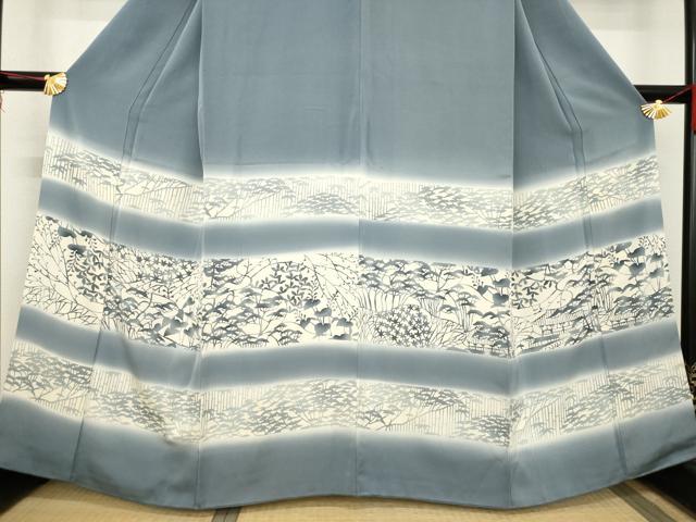 平和屋着物○訪問着 型染め 横段風景文 正絹 逸品 AABB3836ck