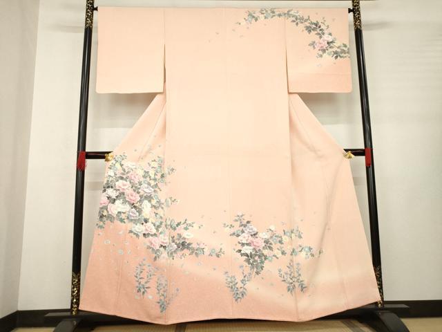 平和屋着物●訪問着　友禅　草花文　暈し染め　正絹　逸品　AABB3837ck