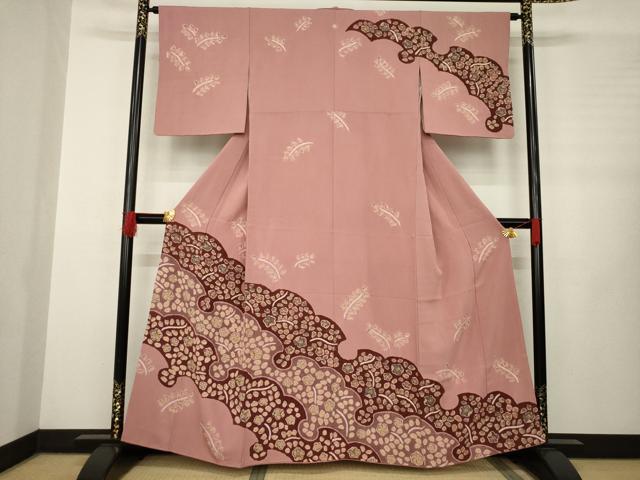 平和屋着物●訪問着　辻が花　絞り　雪輪花文　正絹　逸品　AABB3845ck