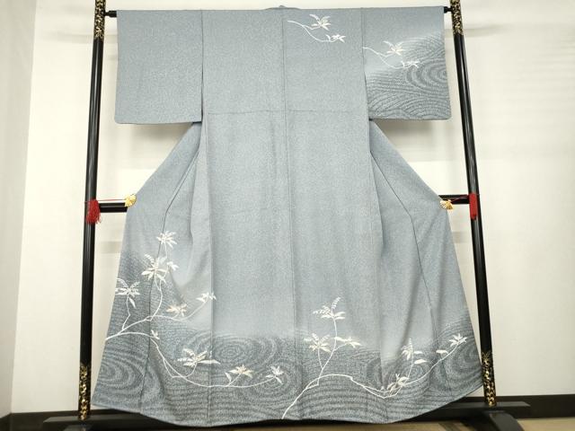 平和屋着物●訪問着　草花文　暈し染め　金銀彩　正絹　逸品　AABB3849ck