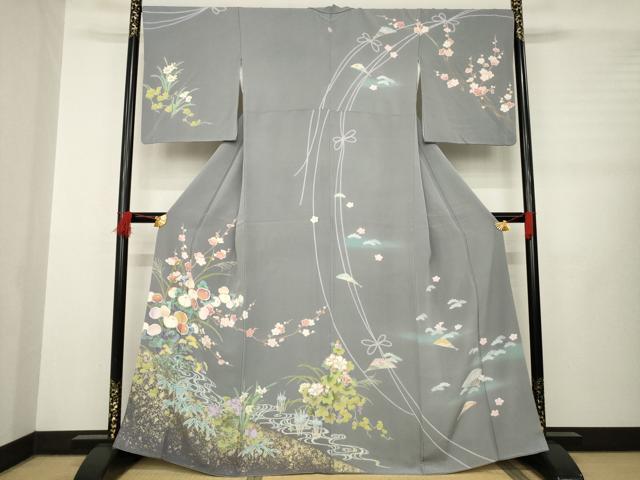 平和屋着物●訪問着　友禅　光琳菊　正絹　逸品　AABB3856ck