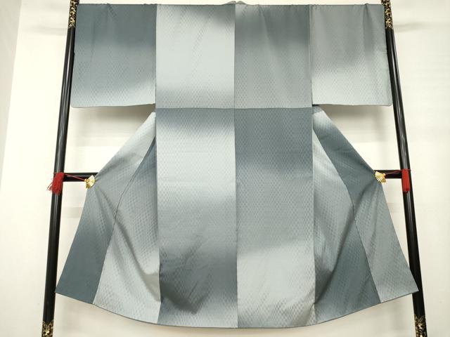 平和屋着物●男性　紬　市松綾織　暈し染め　正絹　逸品　AABB3862ck