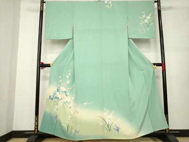 平和屋着物●十日町友禅　女流作家　遠田藤舟　訪問着　枝花文　暈し染め　正絹　逸品　未使用　AABB3879ck