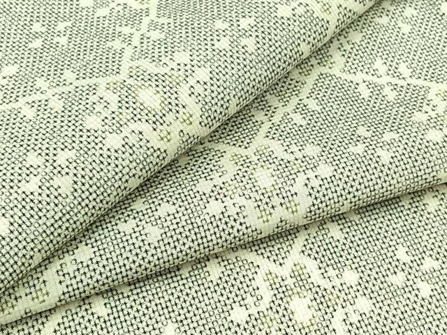 平和屋着物▽上質な紬　単衣　花菱文　正絹　逸品　AABB3889jh