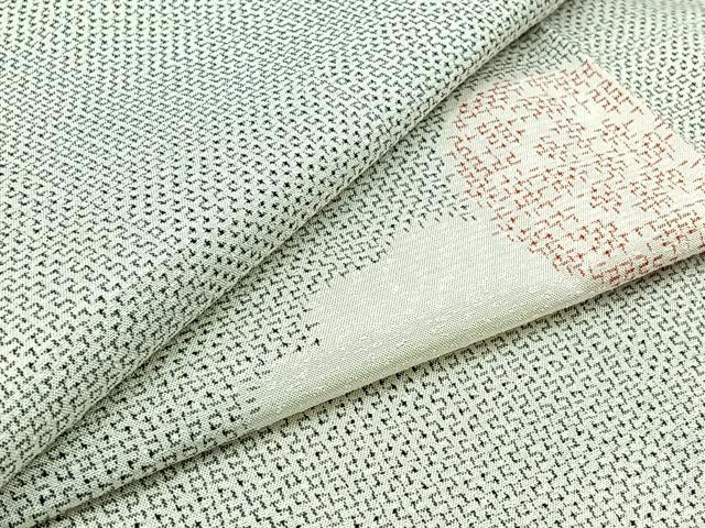 平和屋着物▽上質な紬　単衣　雲取り花文　正絹　逸品　AABB3895jh