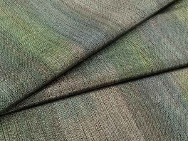 平和屋着物▽上質な紬　単衣　縞　正絹　逸品　AABB3917jh