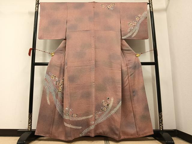 平和屋着物●訪問着　絞り　辻が花　暈し染め　金彩　銀通し地　正絹　逸品　AABB4328ph