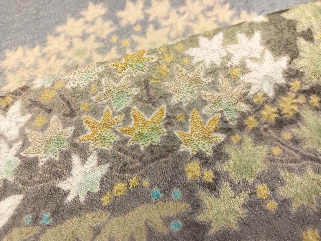 平和屋着物○十日町 名門 滝泰謹製 訪問着 絞り 楓文 金通し