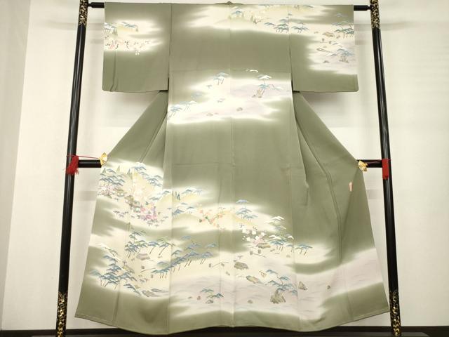 平和屋着物●名門・上野家　上野街子　清染居　訪問着　風景花文　暈し染め　正絹　逸品　AABB4421ck