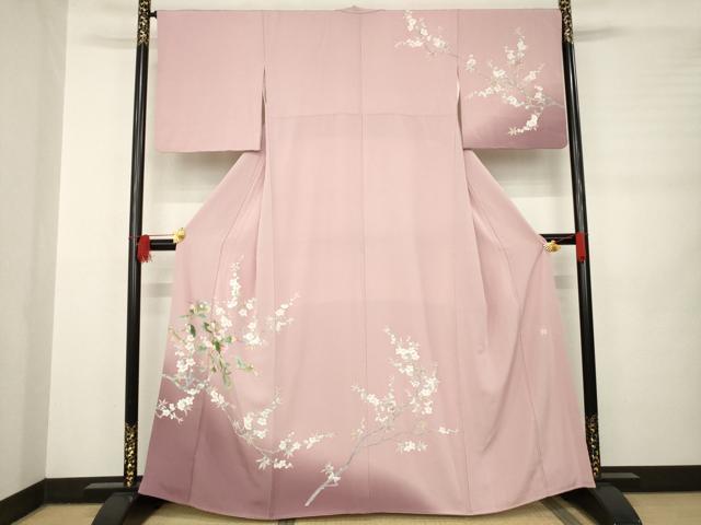 平和屋着物●佐賀錦　訪問着　友禅　枝花文　浜ちりめん　反端付き　正絹　逸品　AABB4457ck