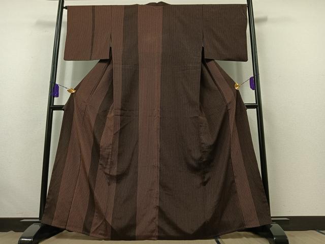 平和屋着物▽訪問着　単衣　縞　正絹　逸品　AABB4511jh