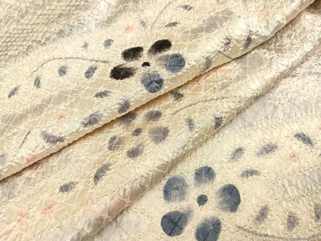 平和屋着物●上質な小紋　総絞り　草花文　正絹　逸品　AABB5086ph