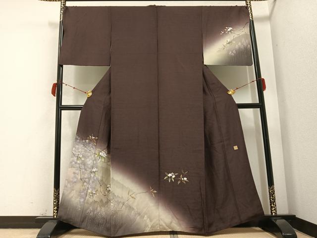 平和屋着物●和紙染染色作家・植村彩弘　訪問着　作家物　枝桜文　暈し染め　金彩　やまと誂製　正絹　逸品　AABB5088ph