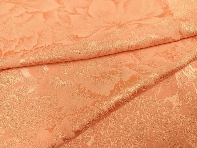 平和屋着物●上質な色無地　花地紋　一斤染色　正絹　逸品　AABB5095ph