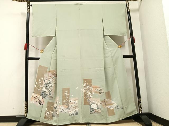 平和屋着物●豪華色留袖　友禅　地紙群鶴枝花文　正絹　逸品　未使用　AABB5104ph